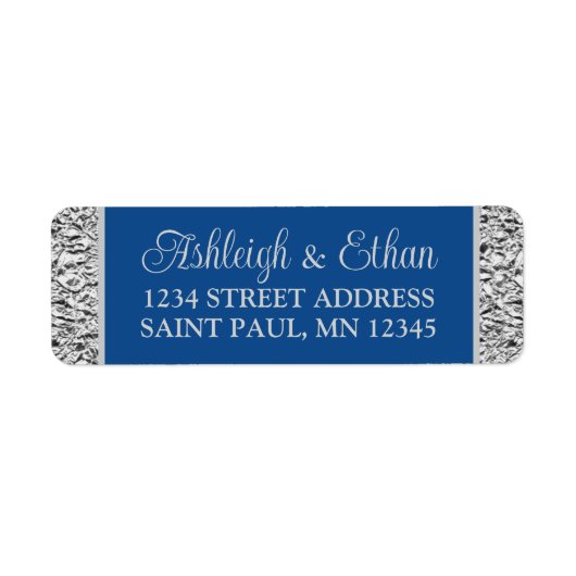 Royal Blue, Gray Wedding Address Label (Vorne)