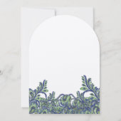 Royal Blue Green Feathery Paisley Peacock Wedding Einladung (Rückseite)