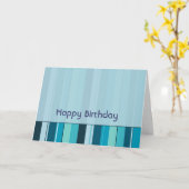 Royal Blue Green Stripes Geometric Happy Birthday Karte (Gelbe Blume)