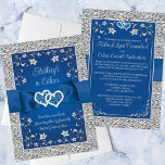 Royal Blue, Grey Liebe Hearts Wedding Einladung<br><div class="desc">Wenn Sie die Liebe Ihres Lebens gefunden haben und gewollt haben, alle Ihre Familie und Freunde einzuladen, die Verbindung Ihres zwei Lebens und Herzens zu sehen, dann wird diese königsblaue und graue blumige Hochzeitseinladung mit Bildern eines Herzenspaares über einem blauen Band und Bugband-Bild, das durch die Mitte der Einladung läuft,...</div>