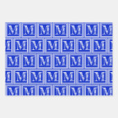 Royal Blue Hahnentrittmuster Monogram Polka Dot Geschenkpapier Set (Vorderseite 2)