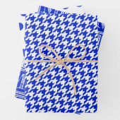 Royal Blue Hahnentrittmuster Monogram Polka Dot Geschenkpapier Set (Beispiel)