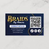 Royal Blue Hair Braiding Connect mit uns QR Code Visitenkarte (Vorderseite)