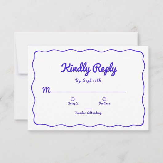 Royal Blue Hand Lettered Kindly Reply Wedding RSVP (Vorderseite)