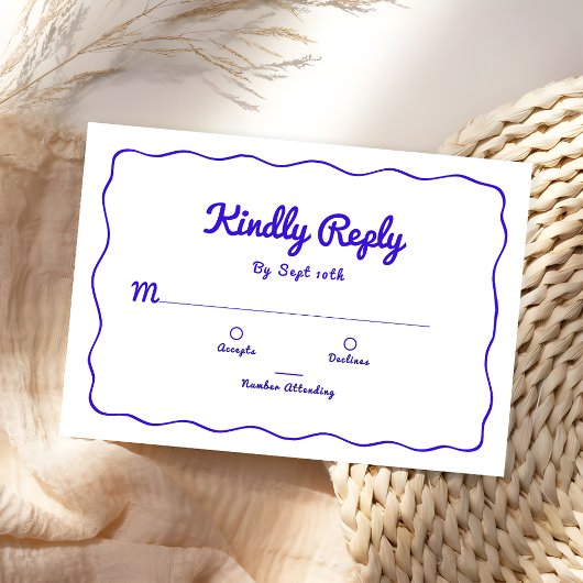 Royal Blue Hand Lettered Kindly Reply Wedding RSVP