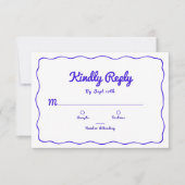 Royal Blue Hand Lettered Kindly Reply Wedding RSVP Karte (Vorderseite)