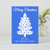 Royal Blue Handwriting Script Weihnachtsbaum Feiertagskarte (Stehend Vorderseite)