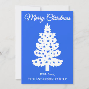 Royal Blue Handwriting Script Weihnachtsbaum Feiertagskarte