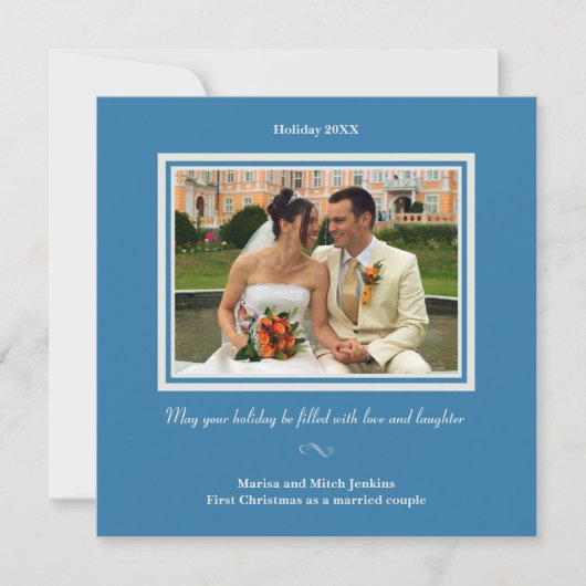 Royal Blue Hanukkah Foto Grußkarte Feiertagskarte (Vorderseite)