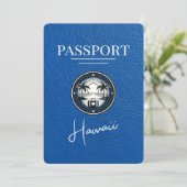 Royal Blue Hawaii Passport Save the Date (Stehend Vorderseite)