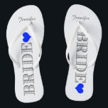 Royal Blue Heart Bride Badesandalen<br><div class="desc">Spaß,  maßgeschneiderte Hochzeitskippen</div>