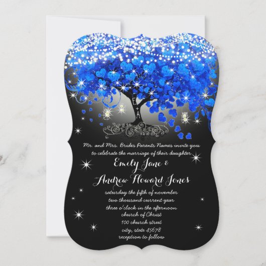 Royal Blue Heart Leaf Einladung (Vorderseite)