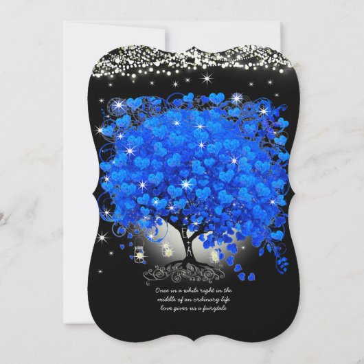 Royal Blue Heart Leaf Einladung (Rückseite)