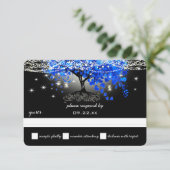 Royal Blue Heart Leaf RSVP Karte (Stehend Vorderseite)