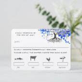 Royal Blue Heart Leaf Tree Mason Jar Menü Auswahl RSVP Karte (Stehend Vorderseite)