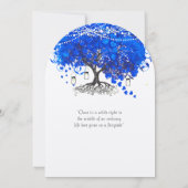 Royal Blue Heart Leaf Tree Wedding Einladung (Rückseite)