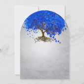 Royal Blue Heart Leaf Tree Wedding Einladungen (Rückseite)