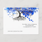 Royal Blue Heart Leaf Tree Wedding Einladungspostkarte (Rückseite)