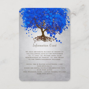 Royal Blue Heart Leaf Tree Wedding Enclosure Card Begleitkarte