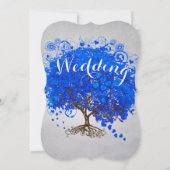 Royal Blue Heart Leaf Tree Wedding Invites Einladung (Rückseite)