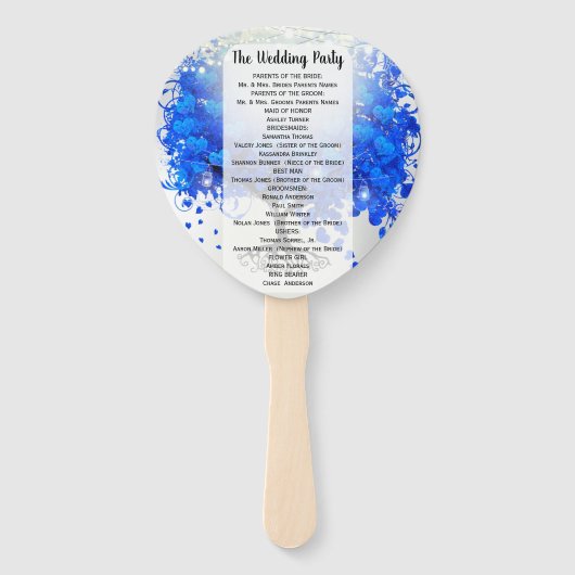 Royal Blue Heart Leaf Tree Wedding Program Fan Fächer (Rückseite)