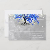 Royal Blue Heart Leaf Tree Wedding RSVP (Vorderseite)