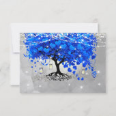 Royal Blue Heart Leaf Tree Wedding RSVP (Rückseite)
