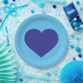 Royal Blue Heart Paper Plate Pappteller (Party)