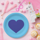 Royal Blue Heart Paper Plate Pappteller (Party)