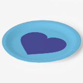 Royal Blue Heart Paper Plate Pappteller (Schrägansicht)