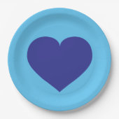 Royal Blue Heart Paper Plate Pappteller (Vorderseite)