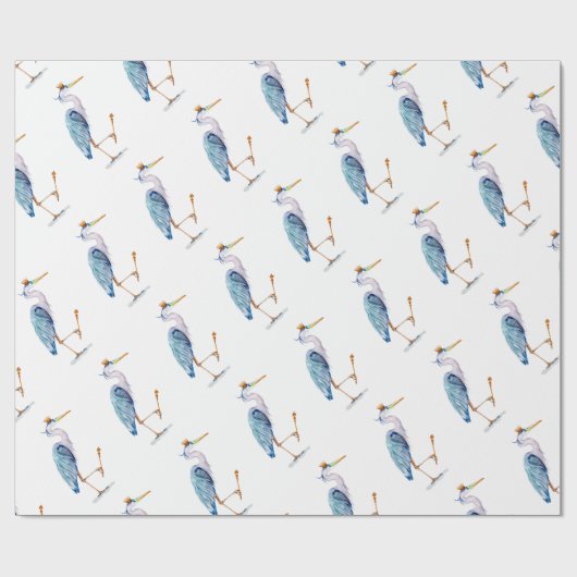 Royal Blue Heron Geschenkpapier (Flach)