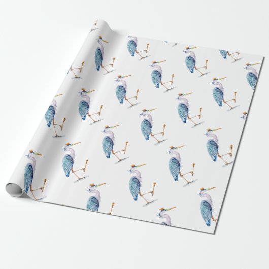Royal Blue Heron Geschenkpapier (Ungerollt)
