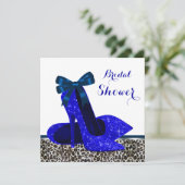 Royal Blue High Heel Brautparty Einladung (Stehend Vorderseite)