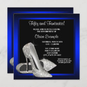Royal Blue High Heels Geburtstagsparty Einladung (Vorne/Hinten)