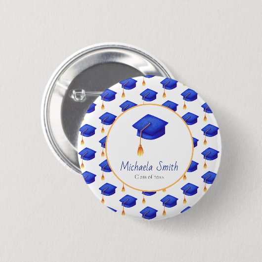 Royal Blue High School Abschluss Personalisiert Button (Vorne & Hinten)