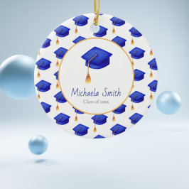 Royal Blue High School Abschluss Weihnachten Keramik Ornament