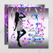 Royal Blue Hot Pink Zebra Birthday Party Einladung (Vorne/Hinten)