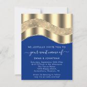 Royal Blue Imitate Gold Border Wave QR Code Hochze (Vorderseite)