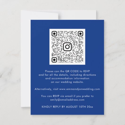 Royal Blue Imitate Gold Border Wave QR Code Hochze (Rückseite)