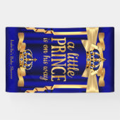 Royal Blue Imitats Gold Foil Crown Baby Dusche Banner (Horizontal)