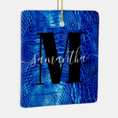 Royal Blue Imitats Leather Monogram Foto Keramikornament (Rechts)