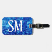 Royal Blue Imitats Leather Monogram Gepäckanhänger (Vorderseite horizontal)