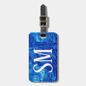 Royal Blue Imitats Leather Monogram Gepäckanhänger (Vorderseite vertikal)