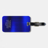 Royal Blue Imitats Metal Steel Personalisiert gest Gepäckanhänger (Rückseite horizontal)