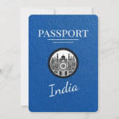 Royal Blue India Passport Save the Date (Vorderseite)