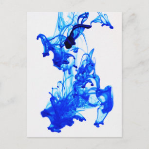 Royal Blue Ink Drop Macro Fotografie Postkarte