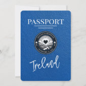 Royal Blue Ireland Passport Hochzeitseinladung Einladung (Rückseite)