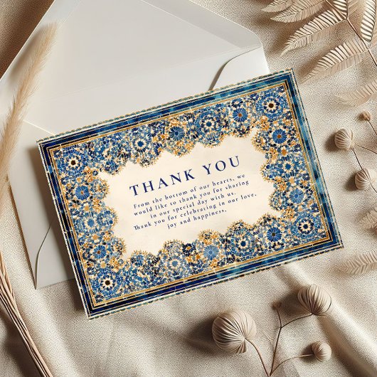 Royal Blue Islamic Wedding Dankeskarte