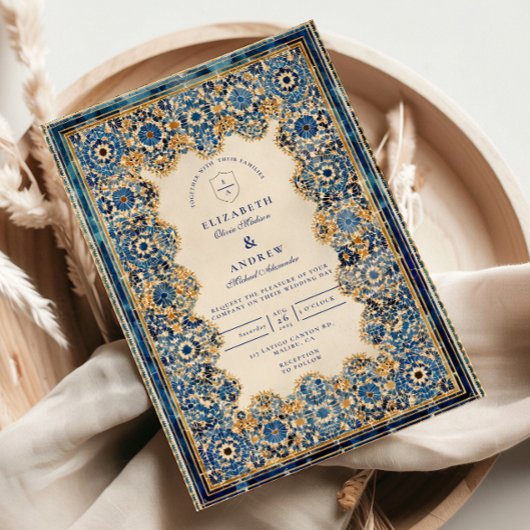 Royal Blue Islamic Wedding Einladung